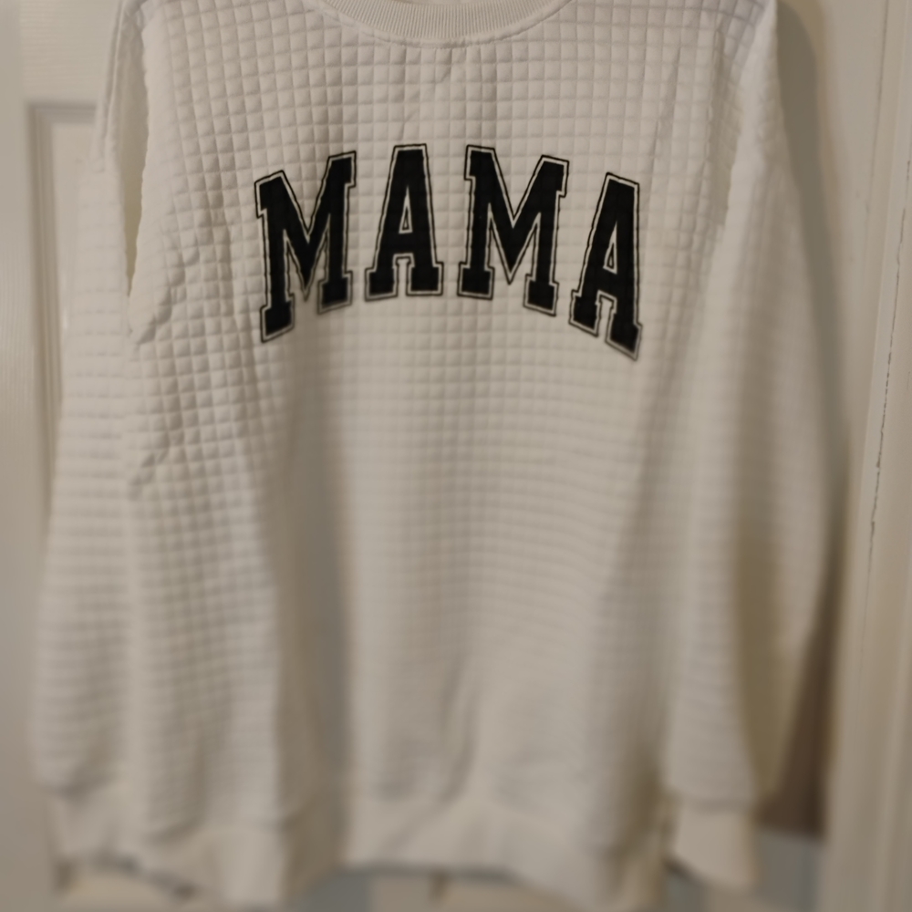 White Textured 'MAMA' Sweatshirt PTP 23 " - Picture 3 of 3